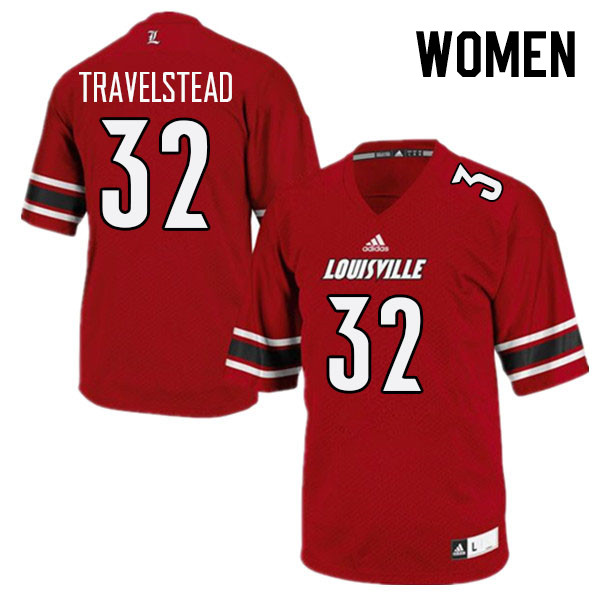 Women #32 Hayden Travelstead Louisville Cardinals College Football Jerseys Stitched Sale-Red - Click Image to Close